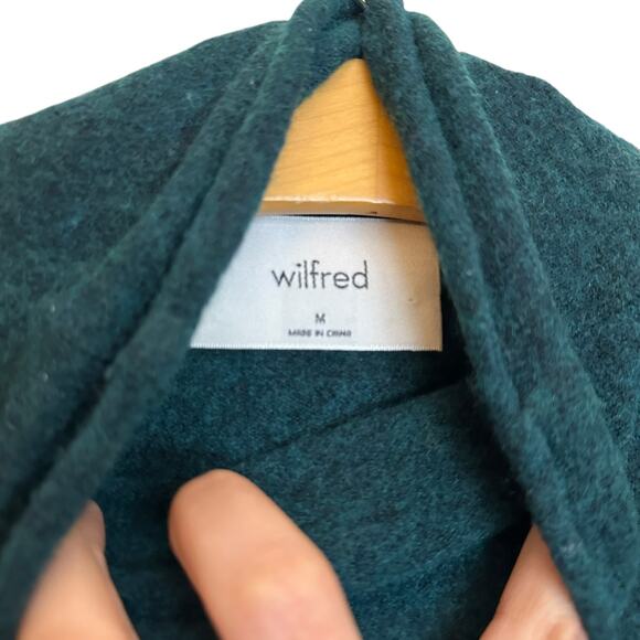 Aritzia Wilfred Lorin Sweater Knit Wool-Cashmere Turtleneck Tie Emerald Green M - Picture 3 of 9